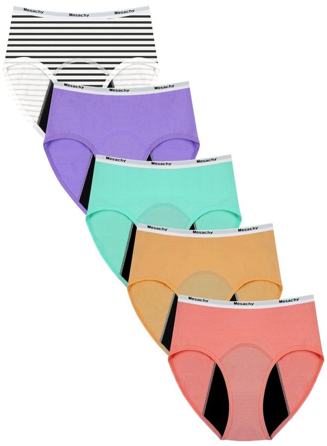 Mesachy Teen Girls Period Underwear for Heavy Flow High Absorbency Kids Period Panties Leakproof Soft Cotton Briefs - Image 1